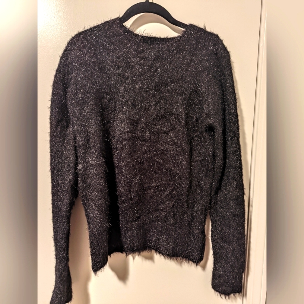 Black fuzzy muppet sweater - Size Small